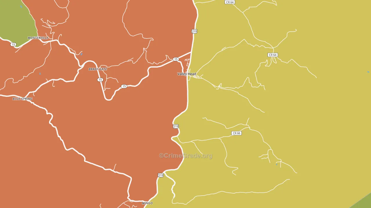26294, WV Map of Theft Rates