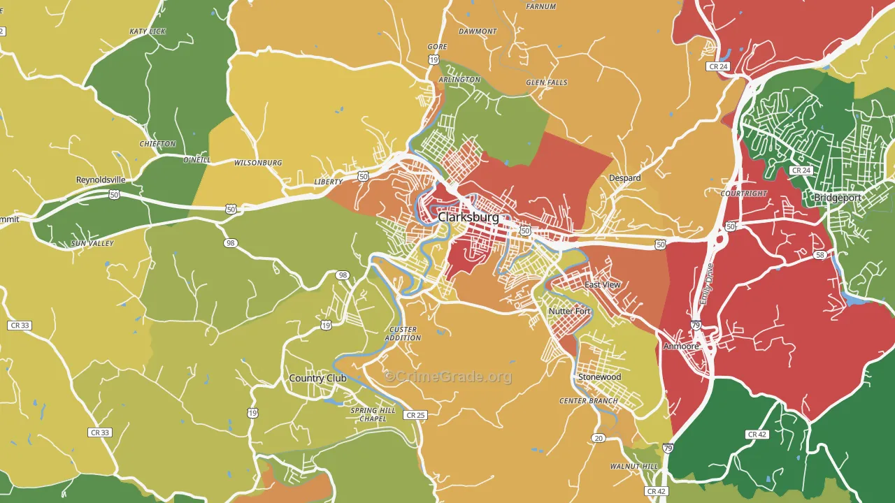 26301, WV Map of Theft Rates
