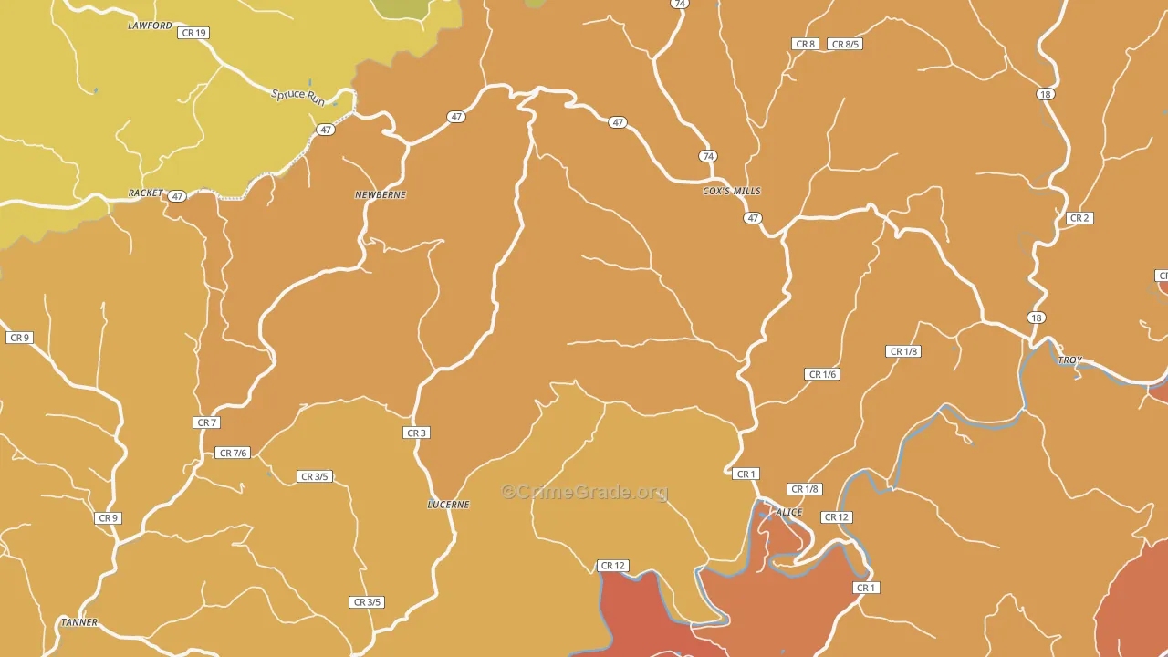 26342, WV Map of Theft Rates