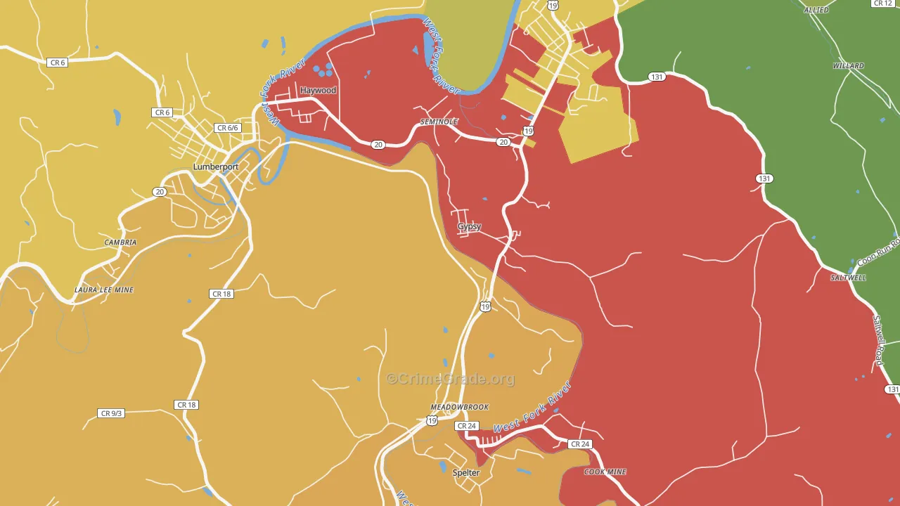 26361, WV Map of Theft Rates