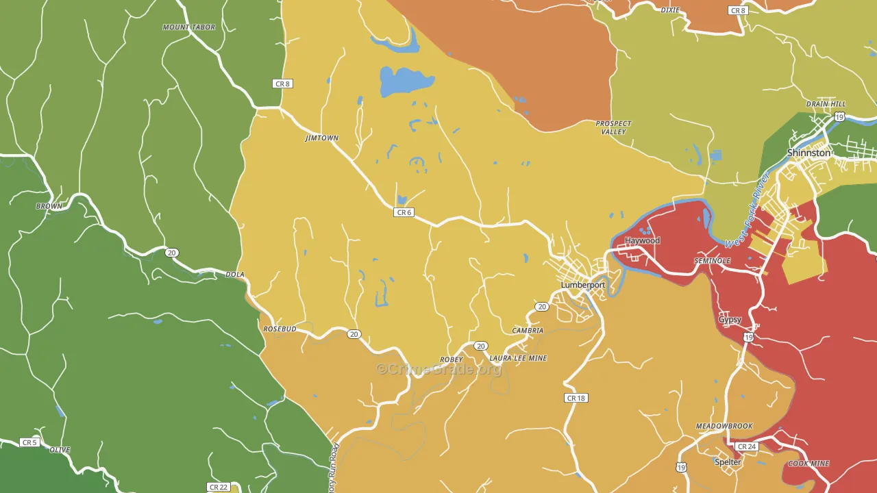 26386, WV Map of Theft Rates