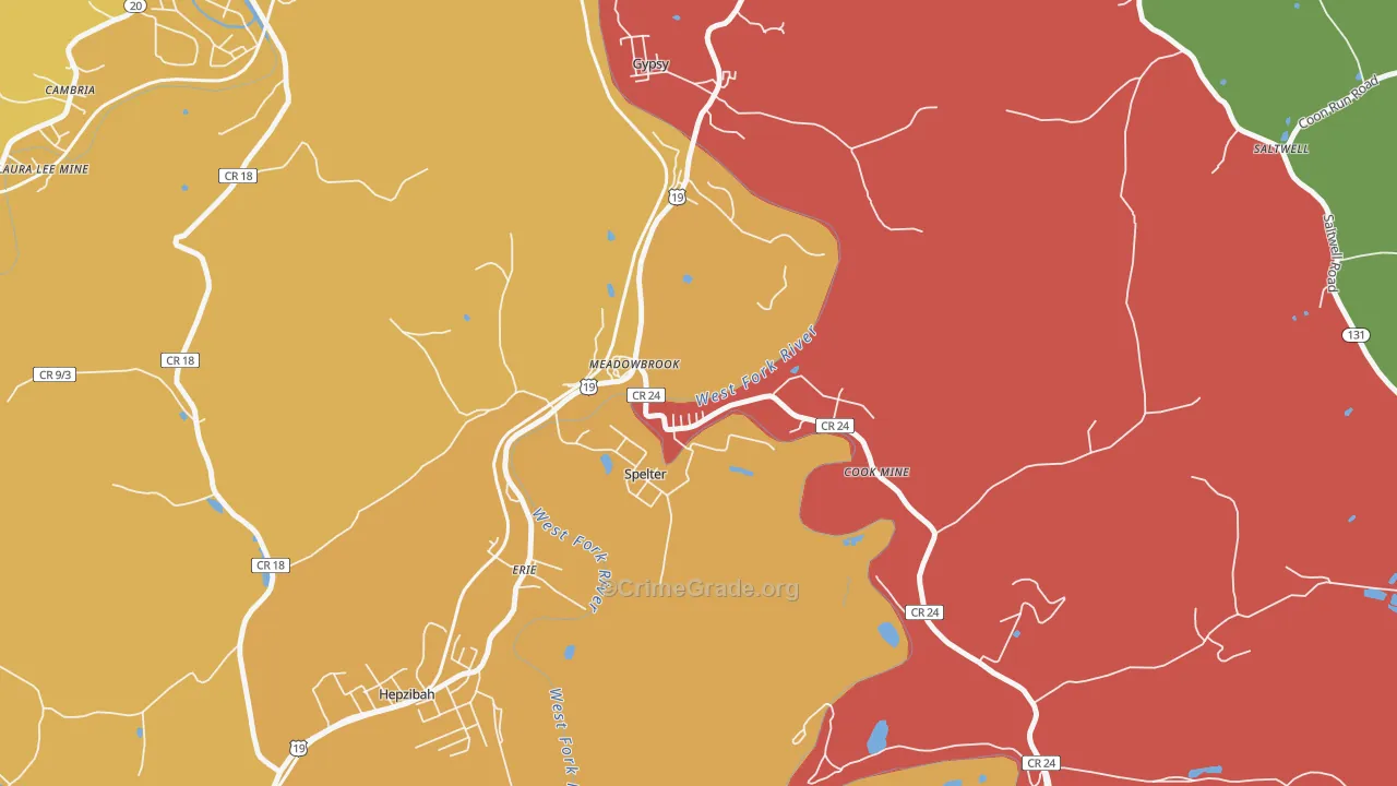 26404, WV Map of Theft Rates