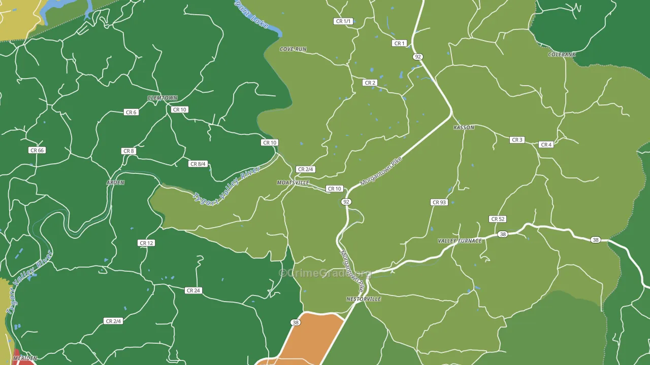 26405, WV Map of Theft Rates