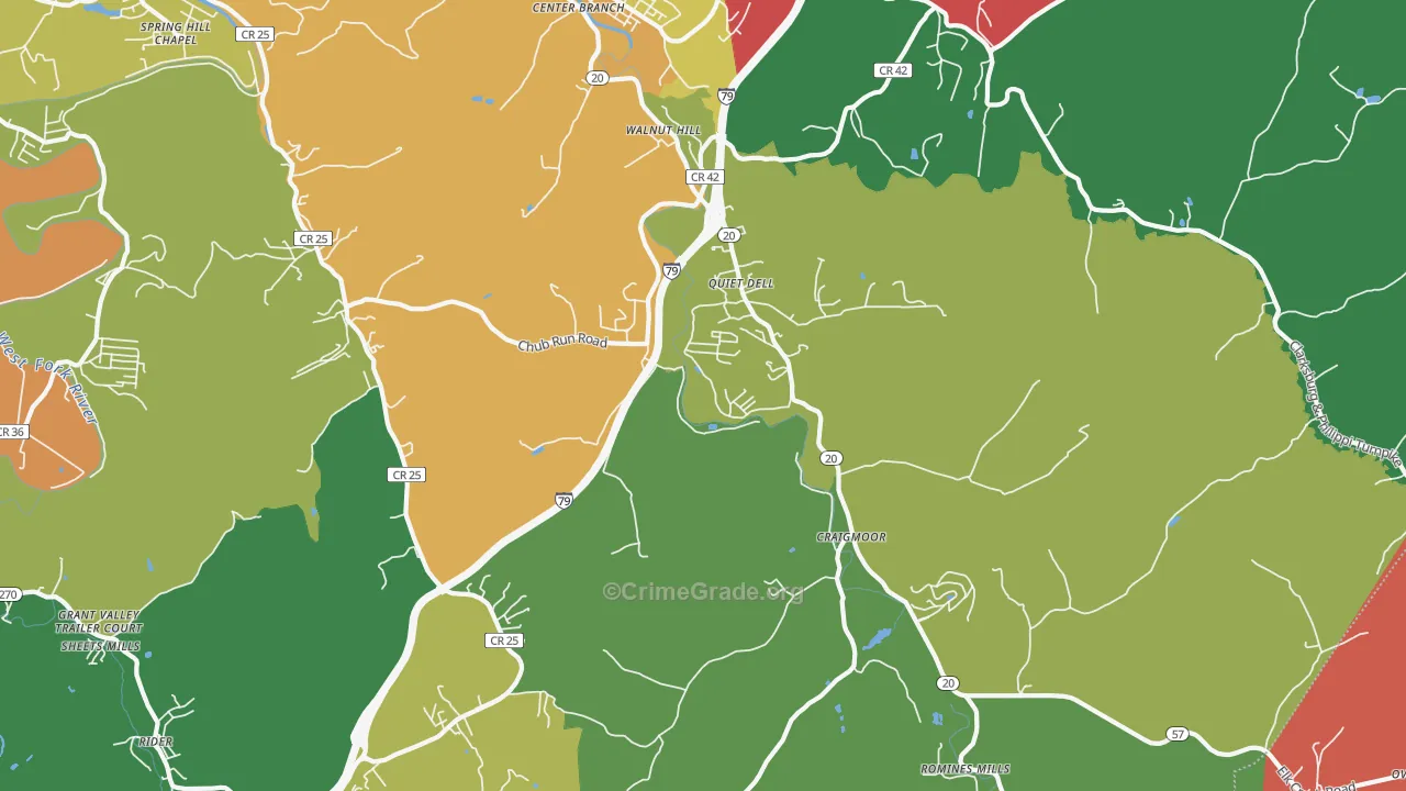 26408, WV Map of Theft Rates