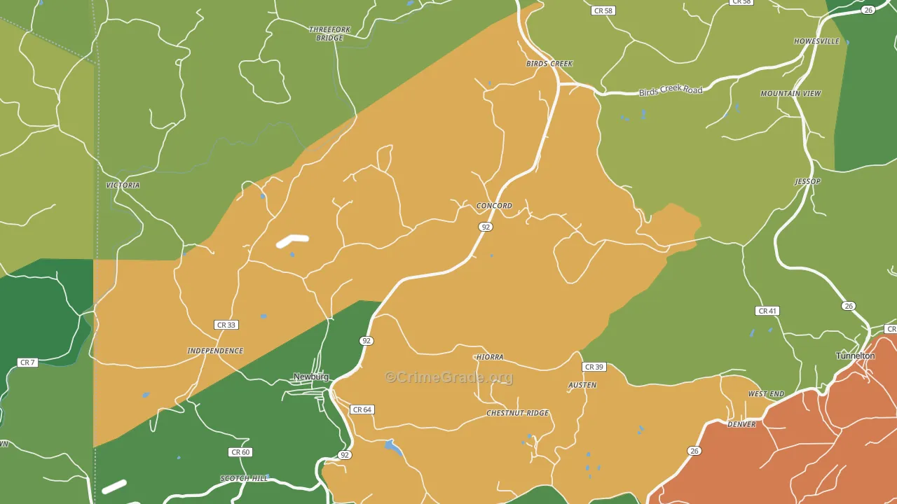 26410, WV Map of Theft Rates
