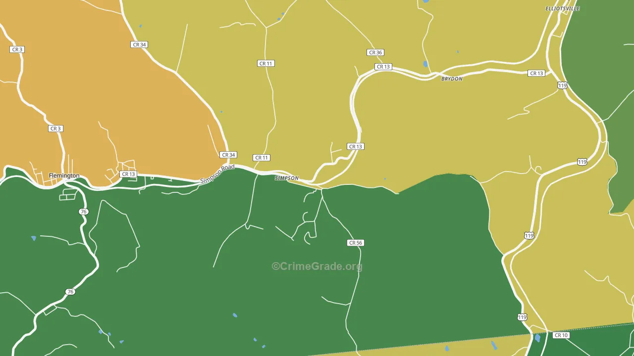 26435, WV Map of Theft Rates