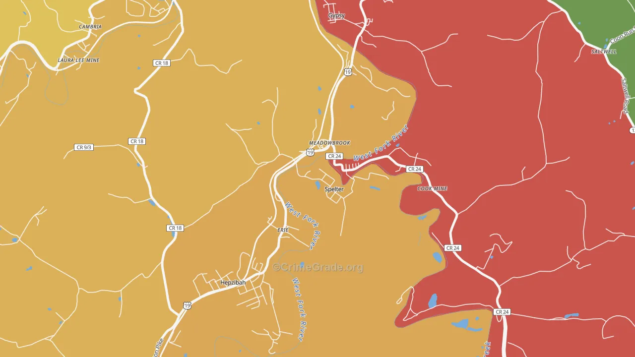 26438, WV Map of Theft Rates