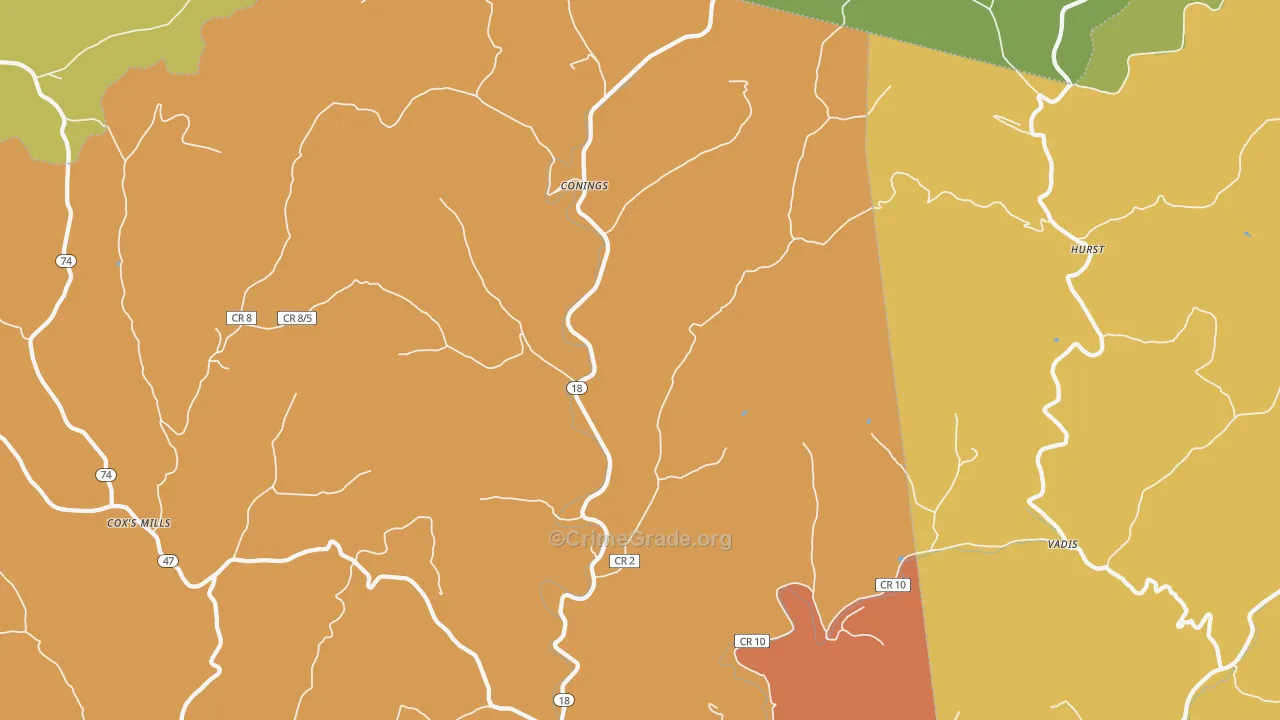26443, WV Map of Theft Rates