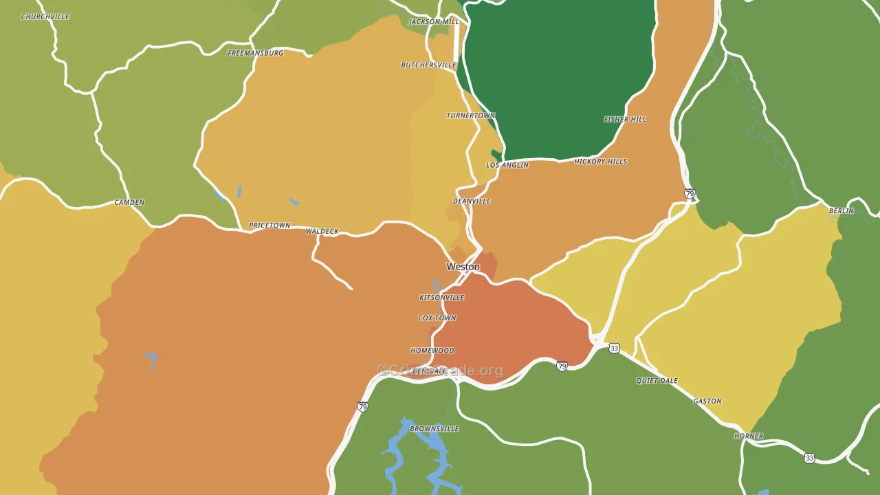 26452, WV Map of Theft Rates