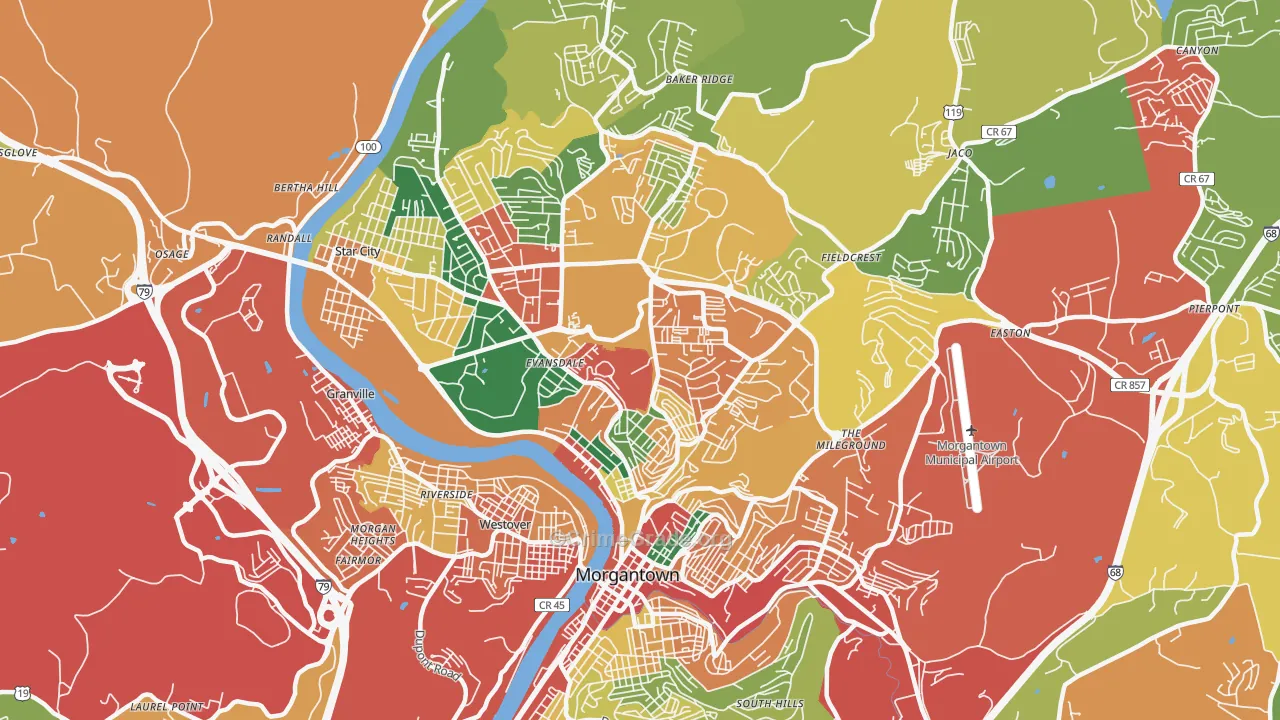 26505, WV Map of Theft Rates