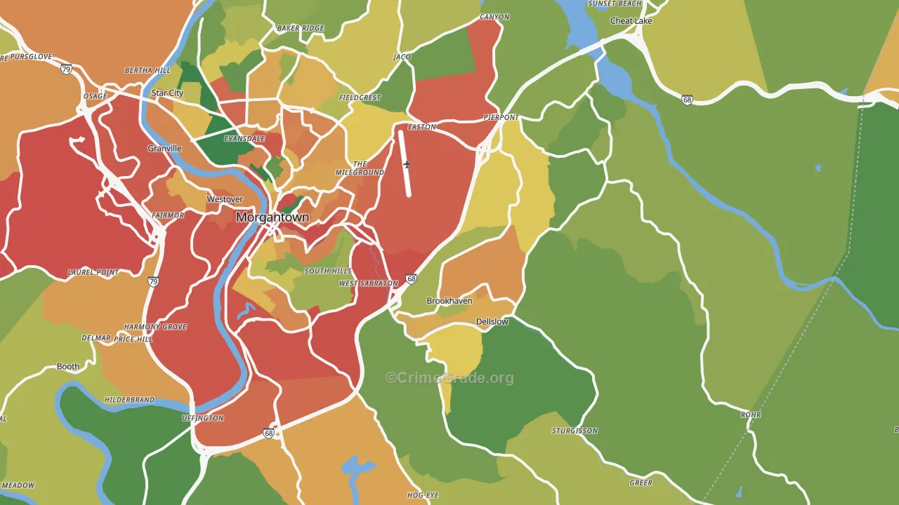 26508, WV Map of Theft Rates