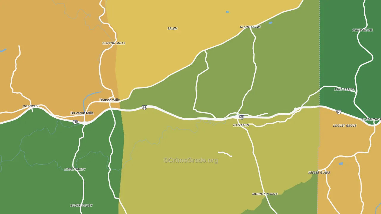 26525, WV Map of Theft Rates