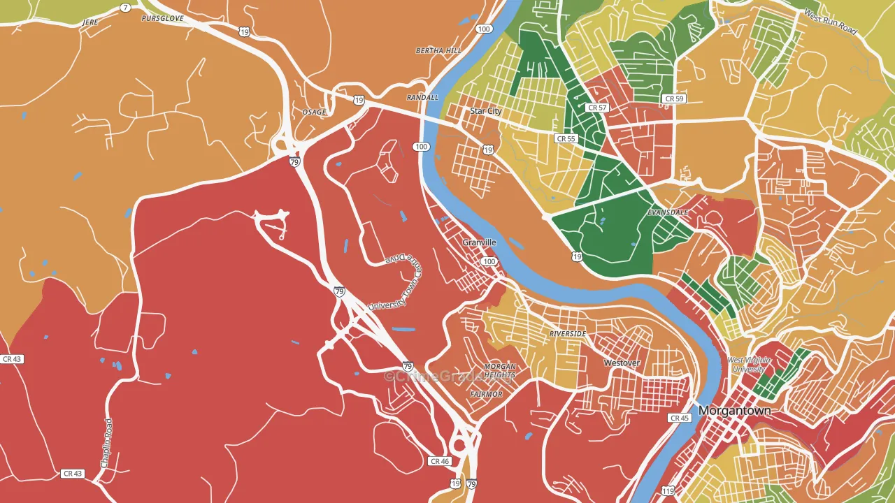26534, WV Map of Theft Rates