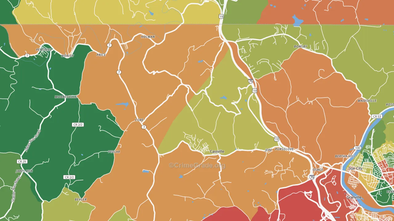 26541, WV Map of Theft Rates