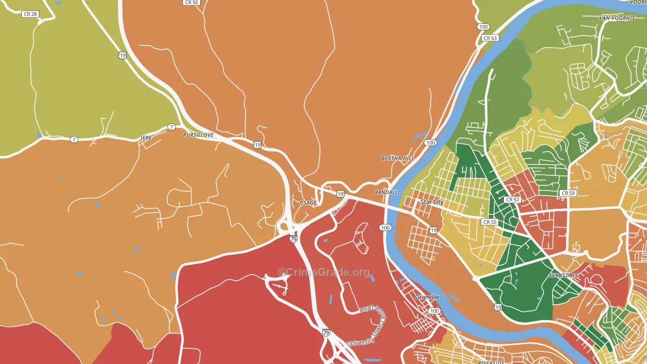 26543, WV Map of Theft Rates