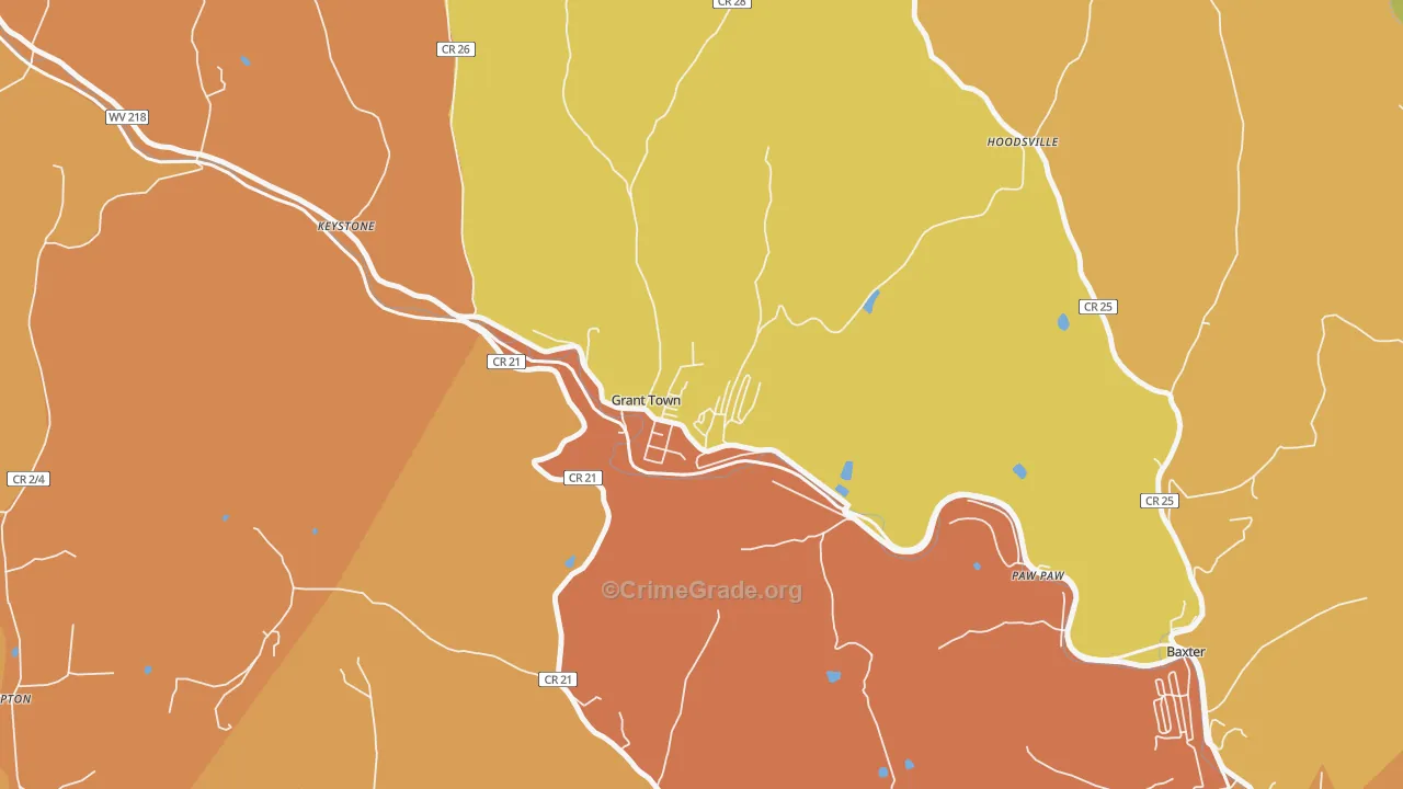 26574, WV Map of Theft Rates