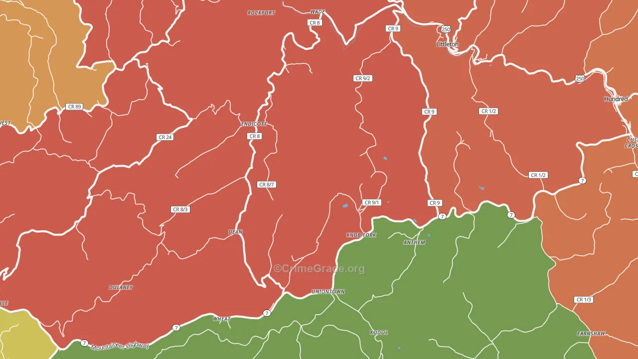 26581, WV Map of Theft Rates