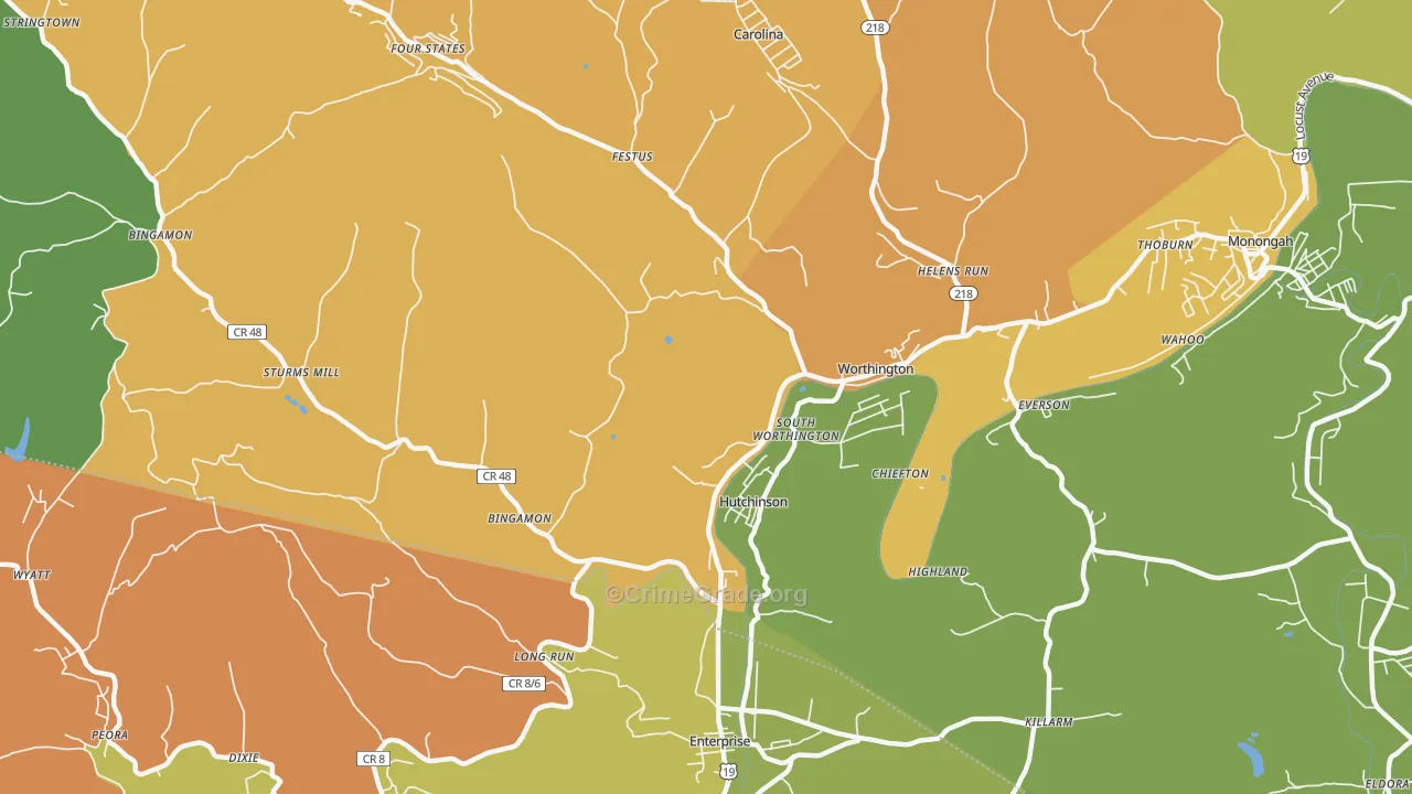 26591, WV Map of Theft Rates
