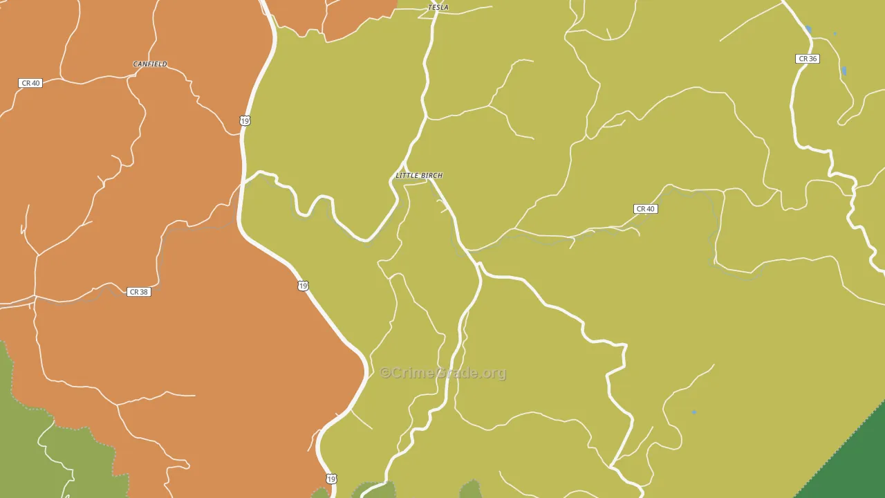 26629, WV Map of Theft Rates