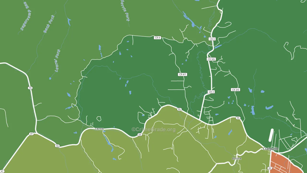 26660, WV Map of Theft Rates