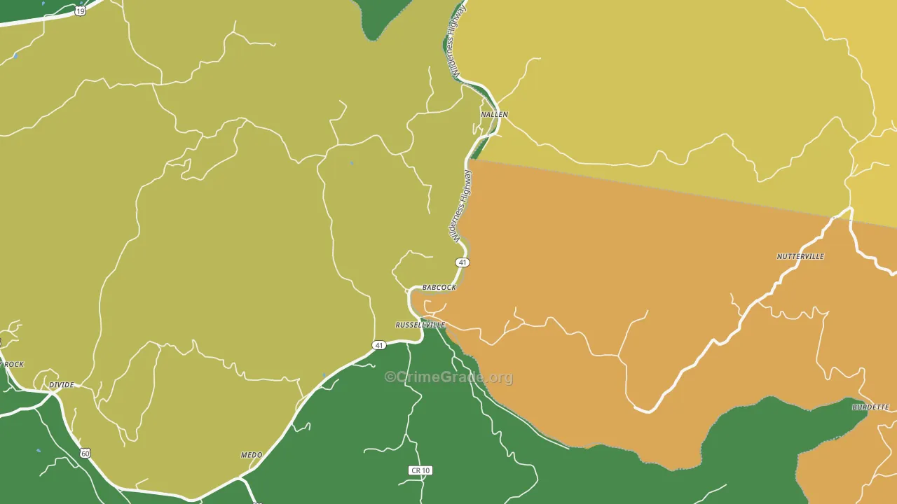 26680, WV Map of Theft Rates