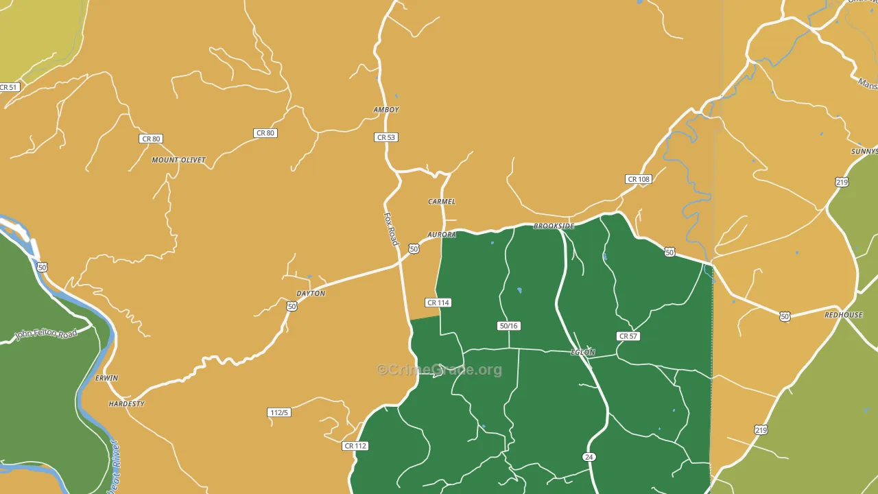 26705, WV Map of Theft Rates
