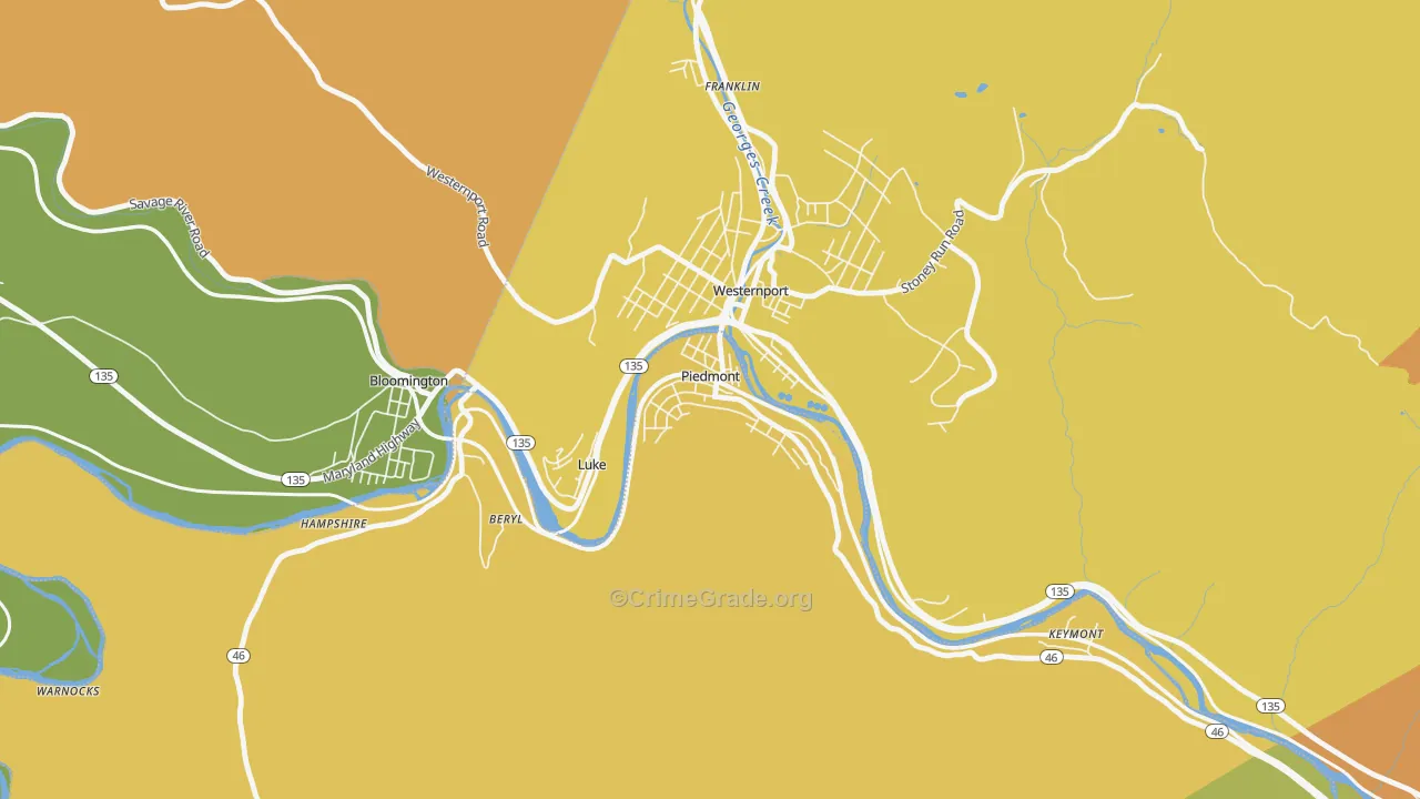 26750, WV Map of Theft Rates