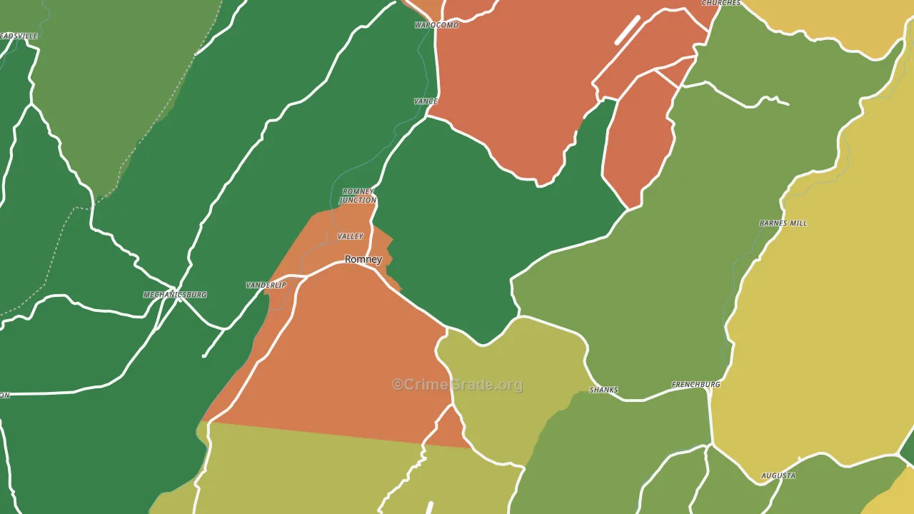 26757, WV Map of Theft Rates