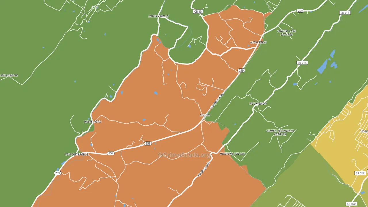 26808, WV Map of Theft Rates