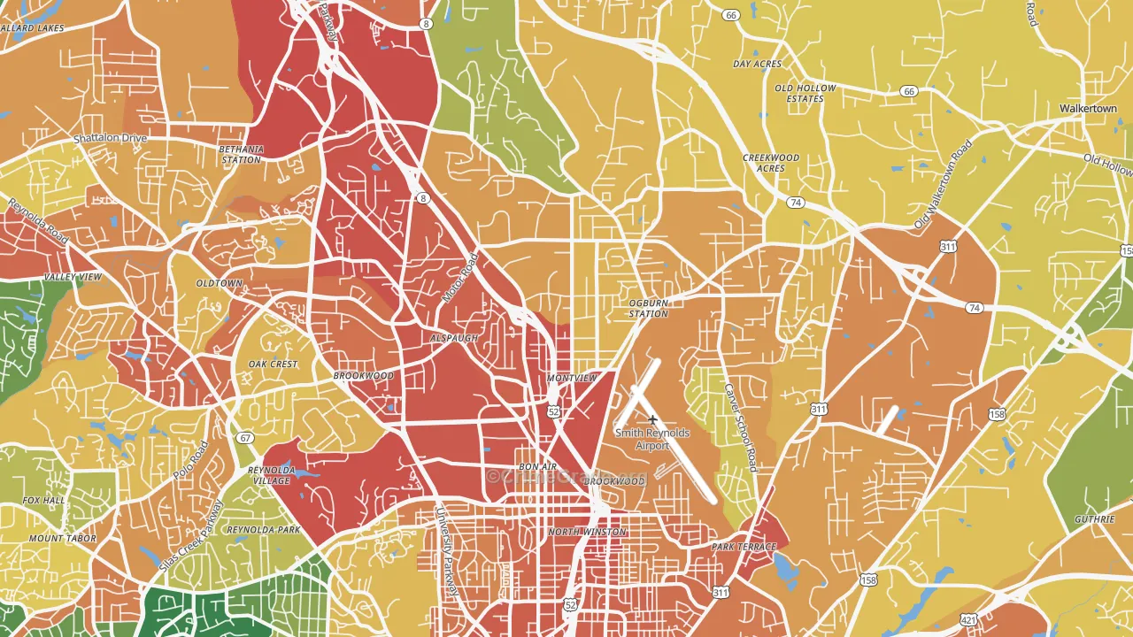 27105, NC Map of Theft Rates