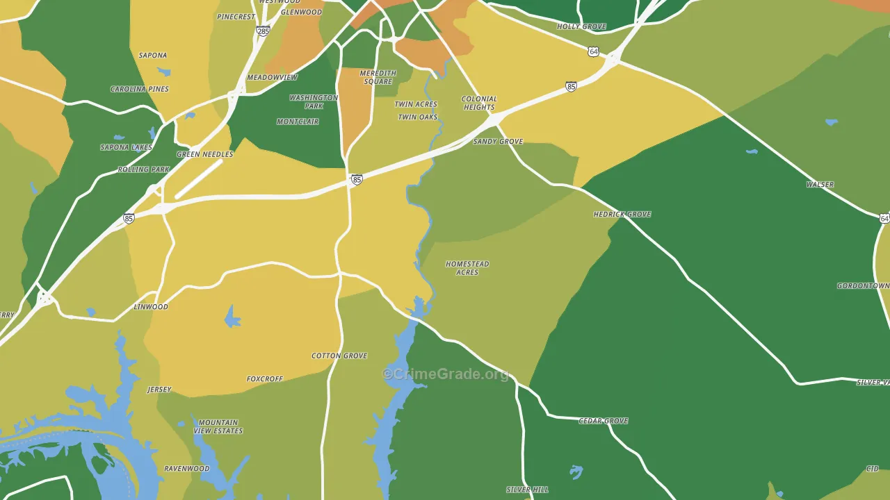 27292, NC Map of Theft Rates