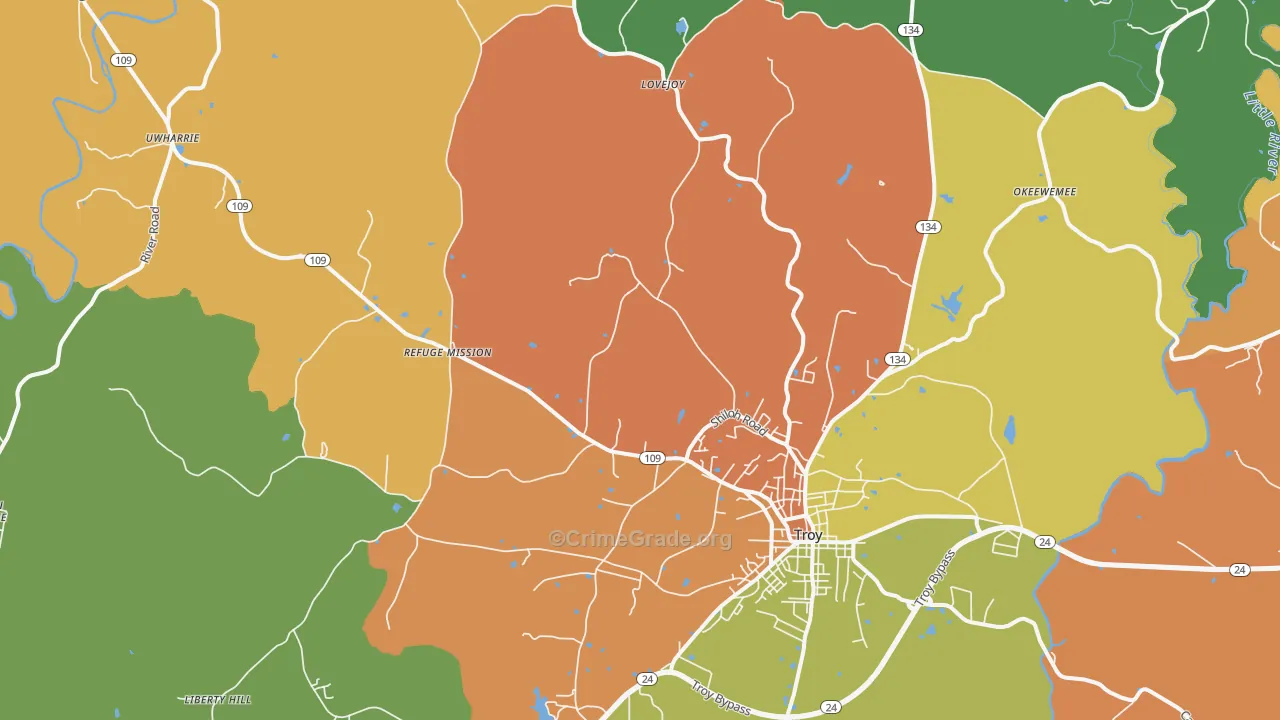 27371, NC Map of Theft Rates