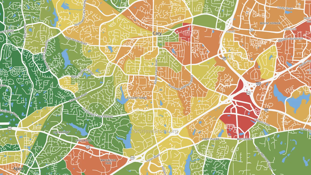 27511, NC Map of Theft Rates