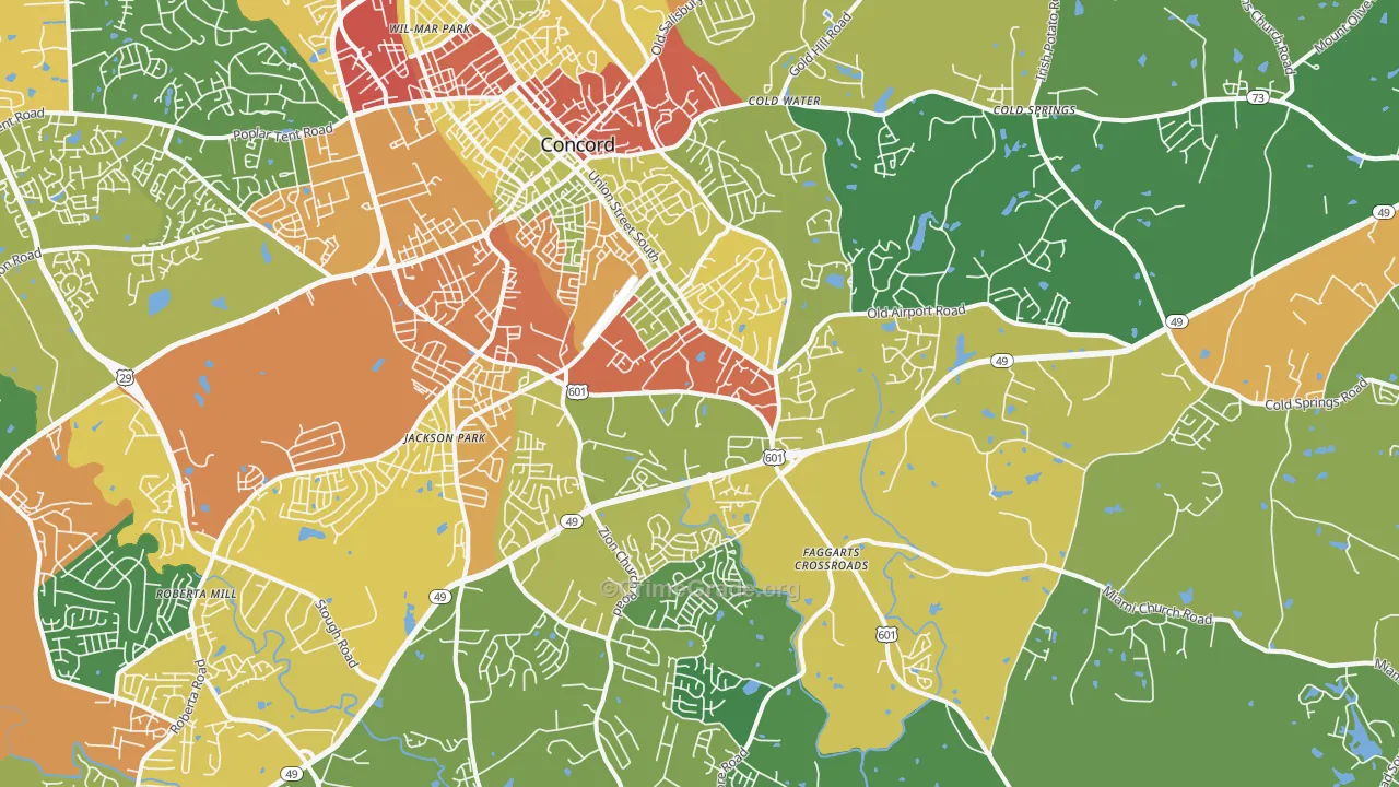 28025, NC Map of Theft Rates