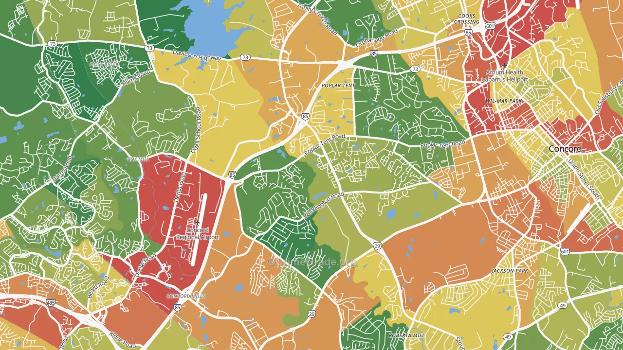 28027, NC Map of Theft Rates