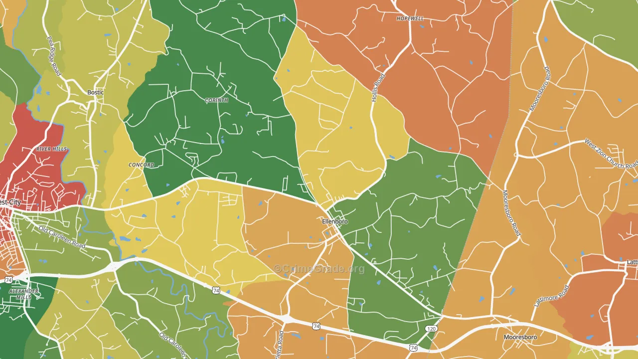 28040, NC Map of Theft Rates