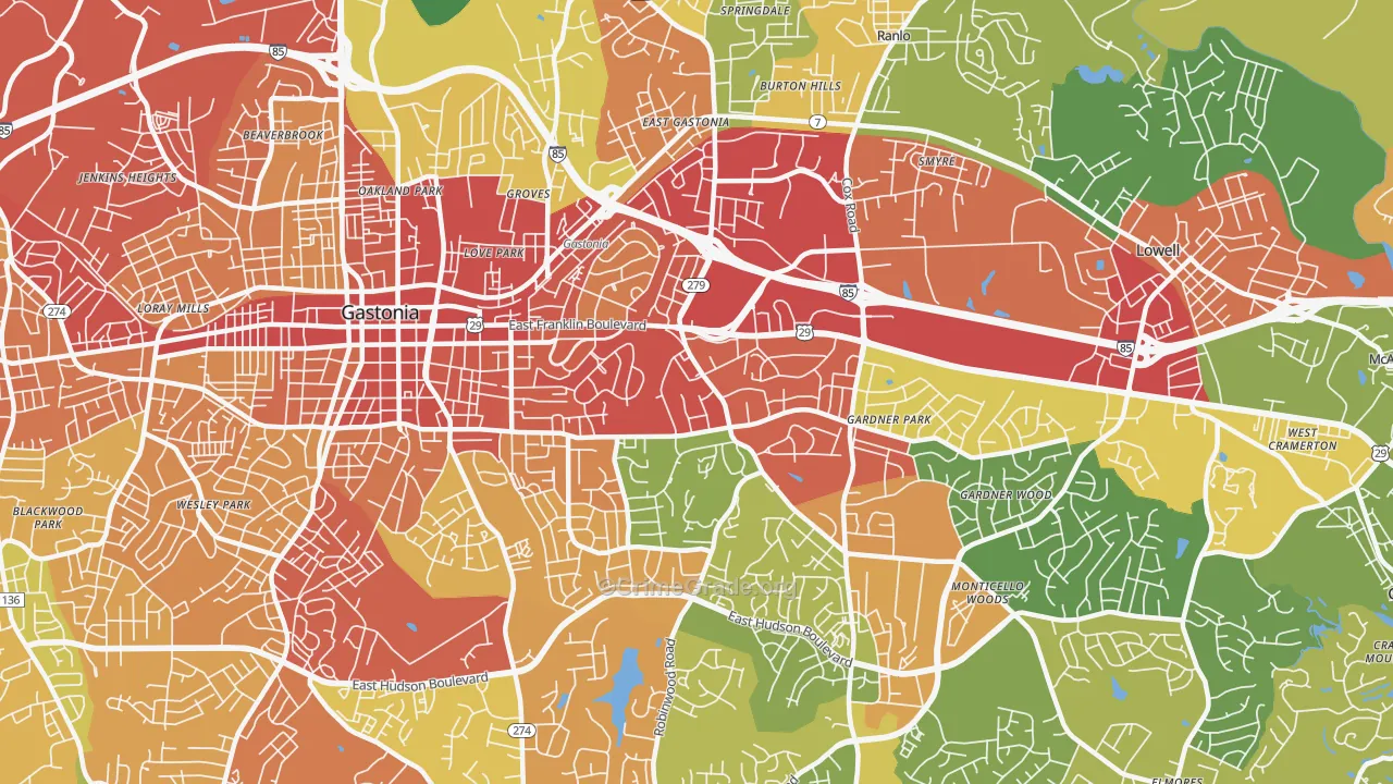 28054, NC Map of Theft Rates