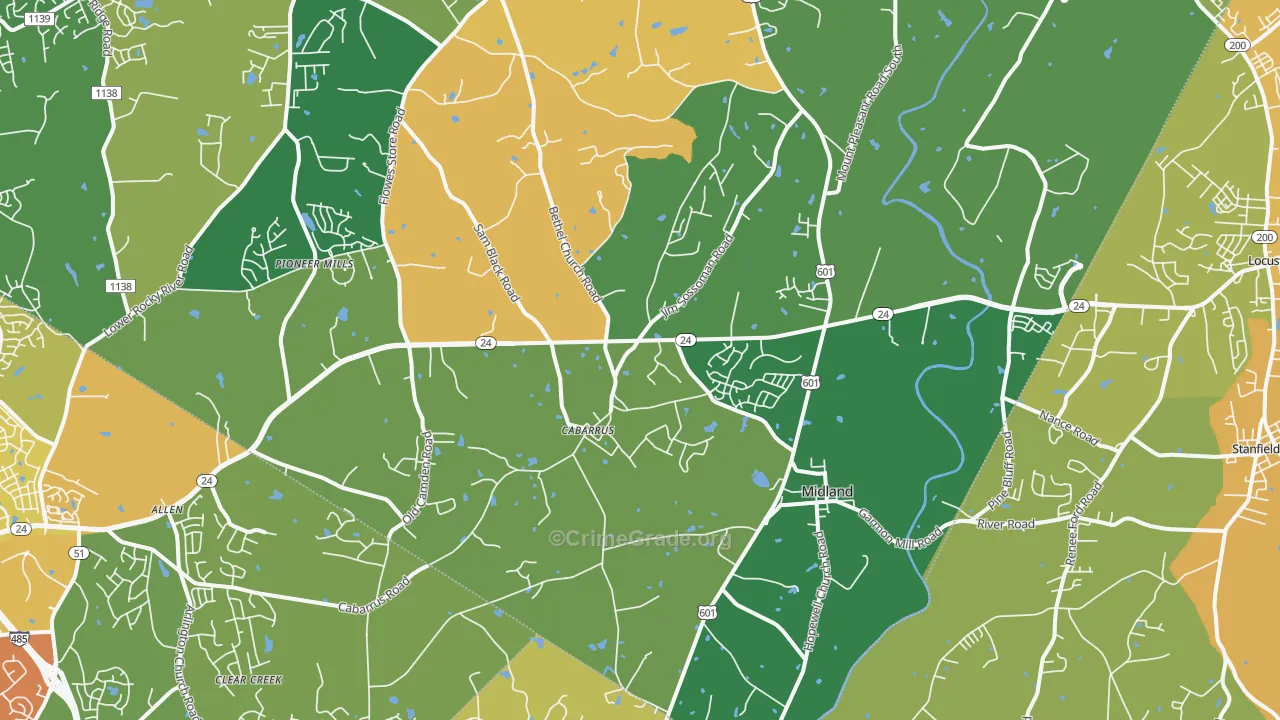 28107, NC Map of Theft Rates