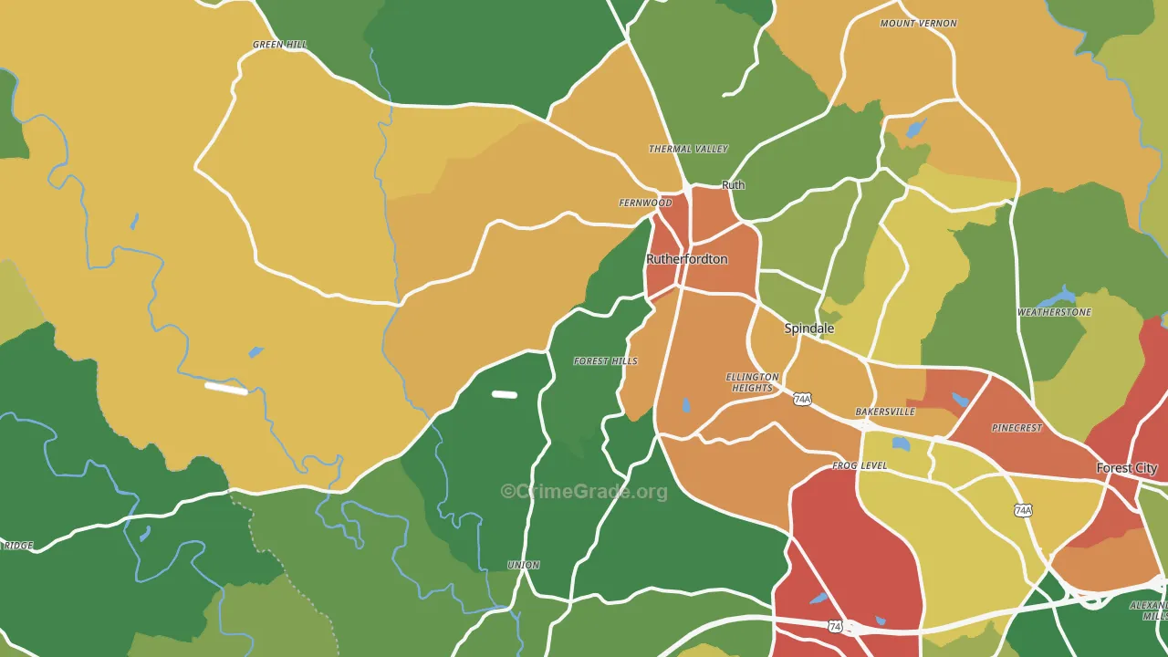 28139, NC Map of Theft Rates