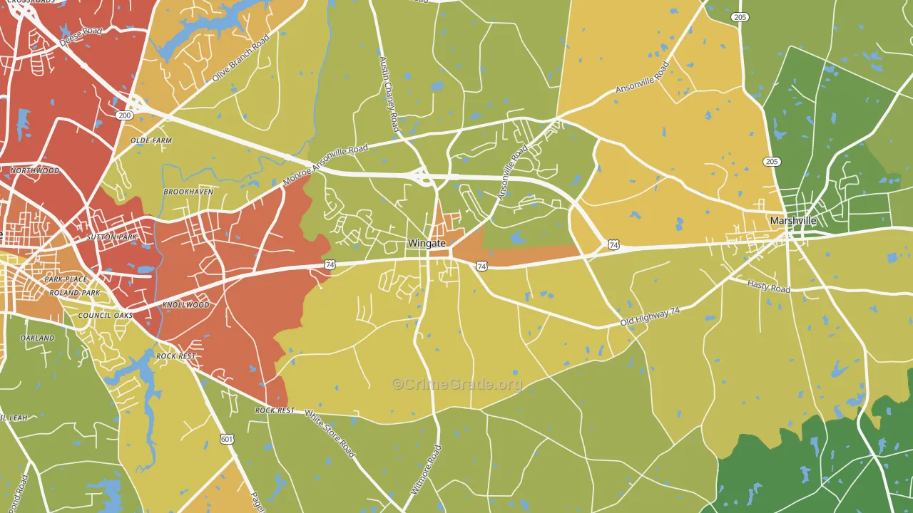 28174, NC Map of Theft Rates