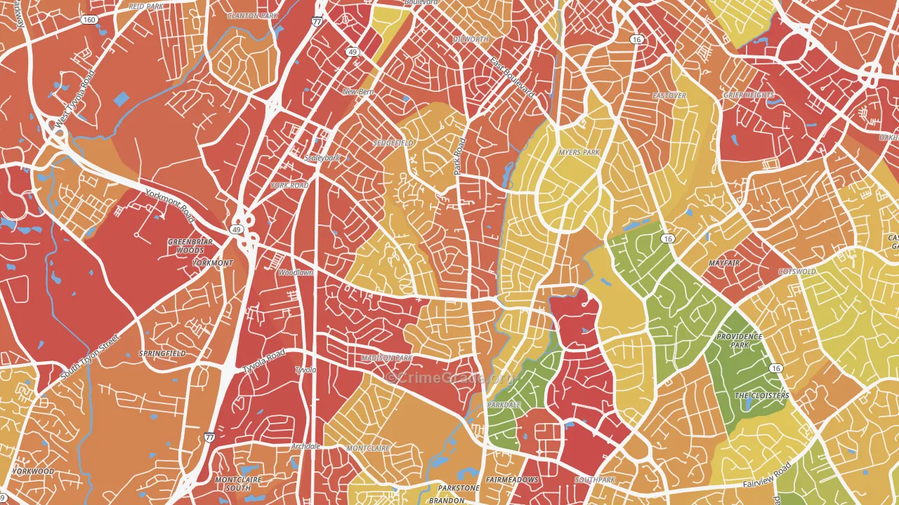 28209, NC Map of Theft Rates