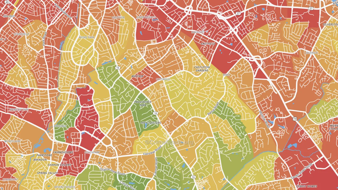 28211, NC Map of Theft Rates