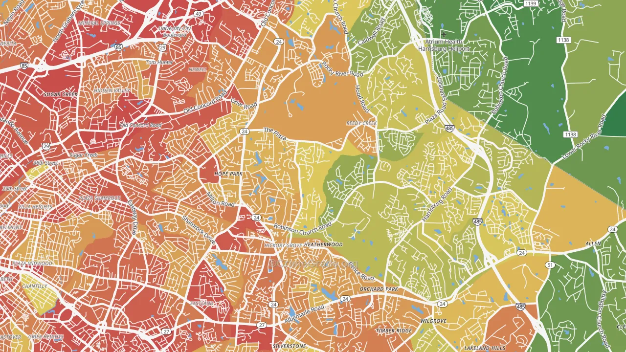 28215, NC Map of Theft Rates