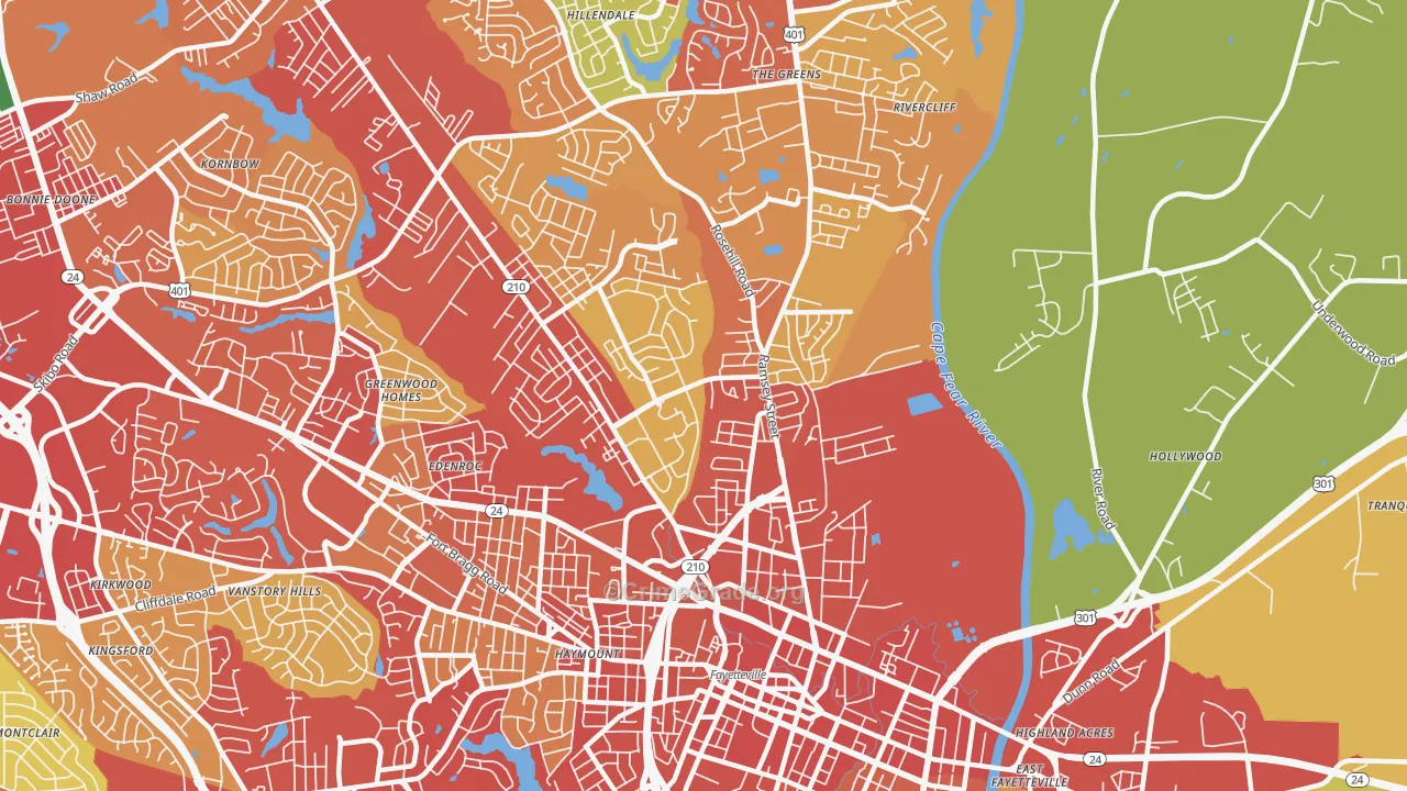 28301, NC Map of Theft Rates