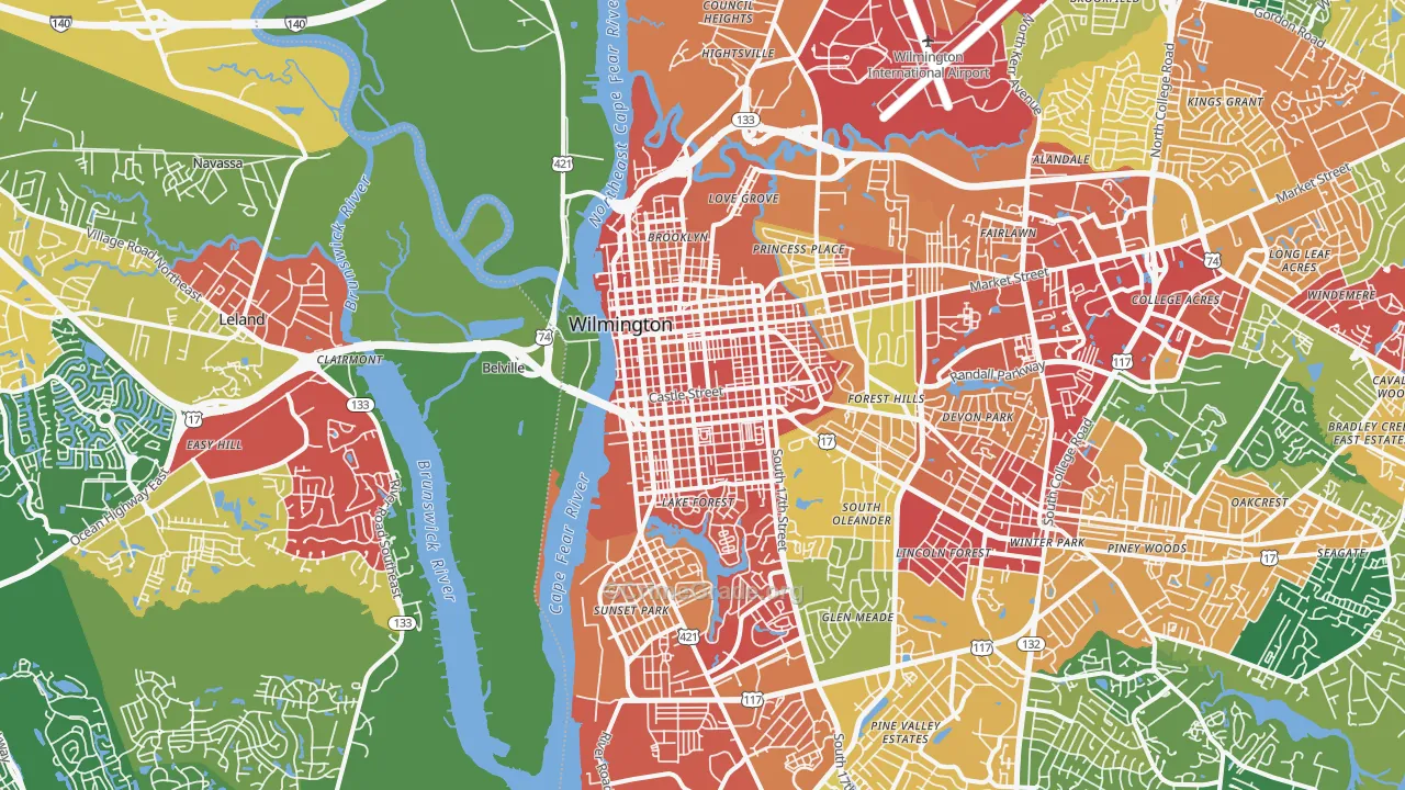 28401, NC Map of Theft Rates