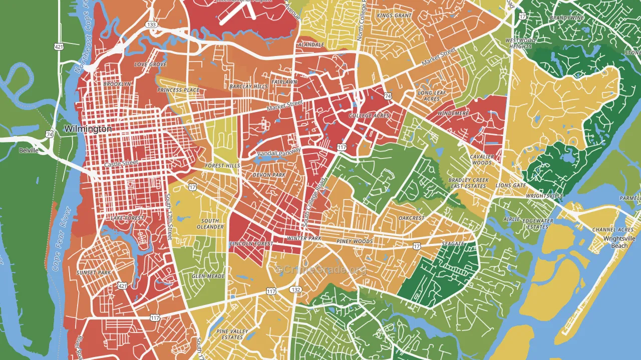 28403, NC Map of Theft Rates
