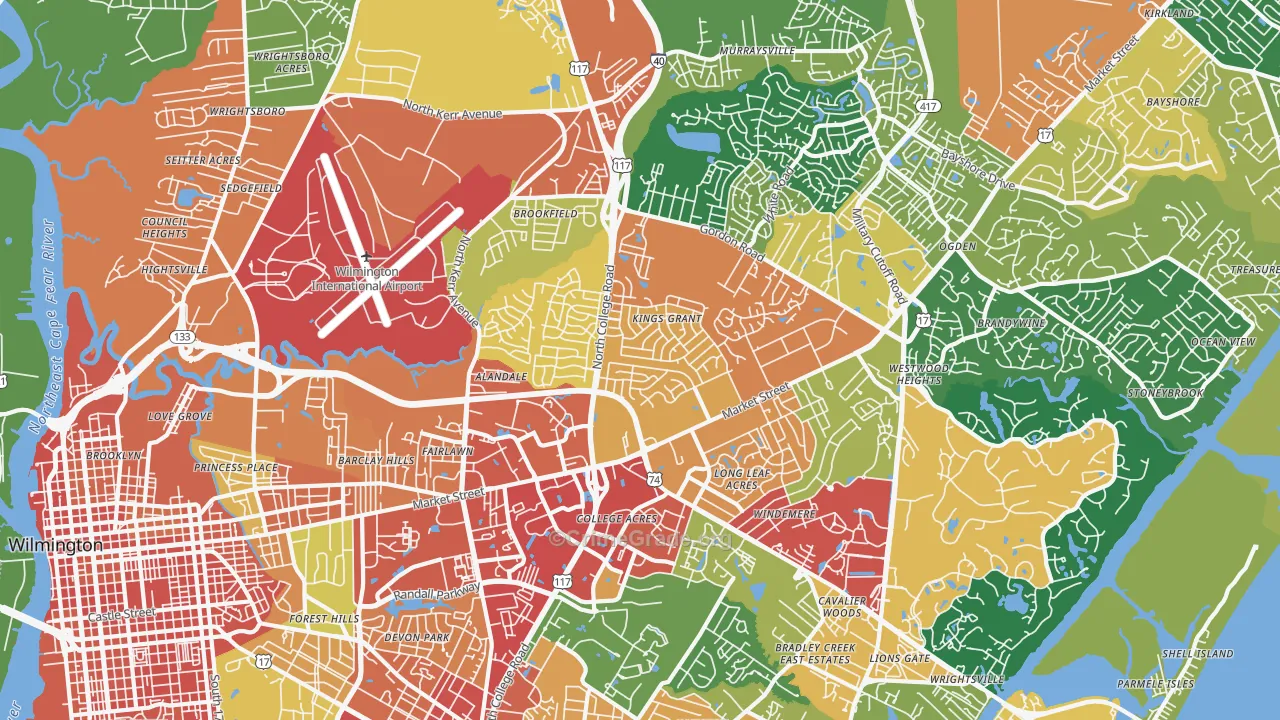 28405, NC Map of Theft Rates
