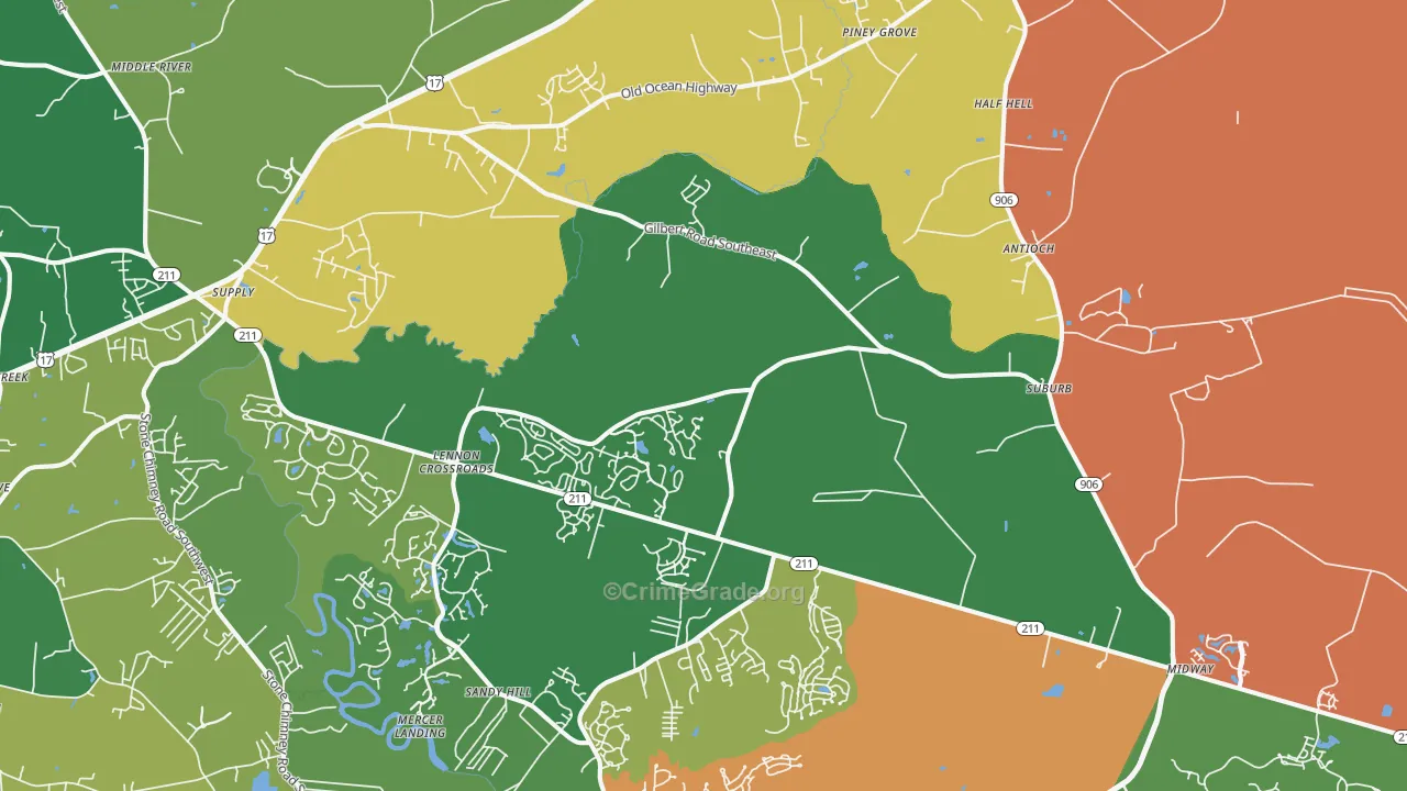 28422, NC Map of Theft Rates