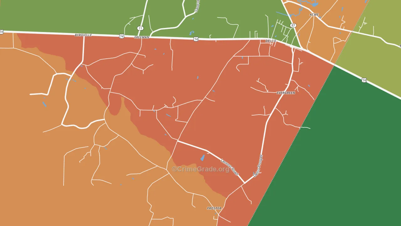 28436, NC Map of Theft Rates