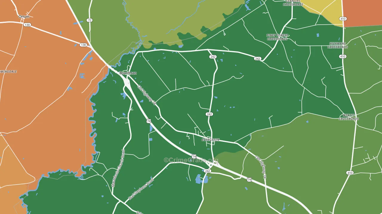 28438, NC Map of Theft Rates